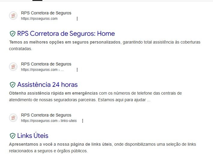 títulos e descrições do site RPS Seguros no Google