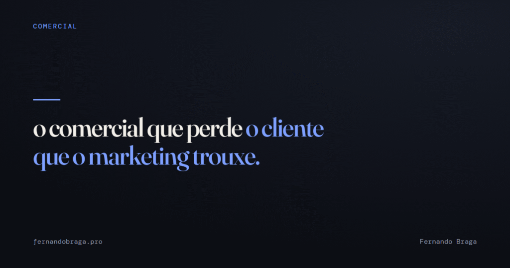 o comercial que perde o cliente que o marketing trouxe